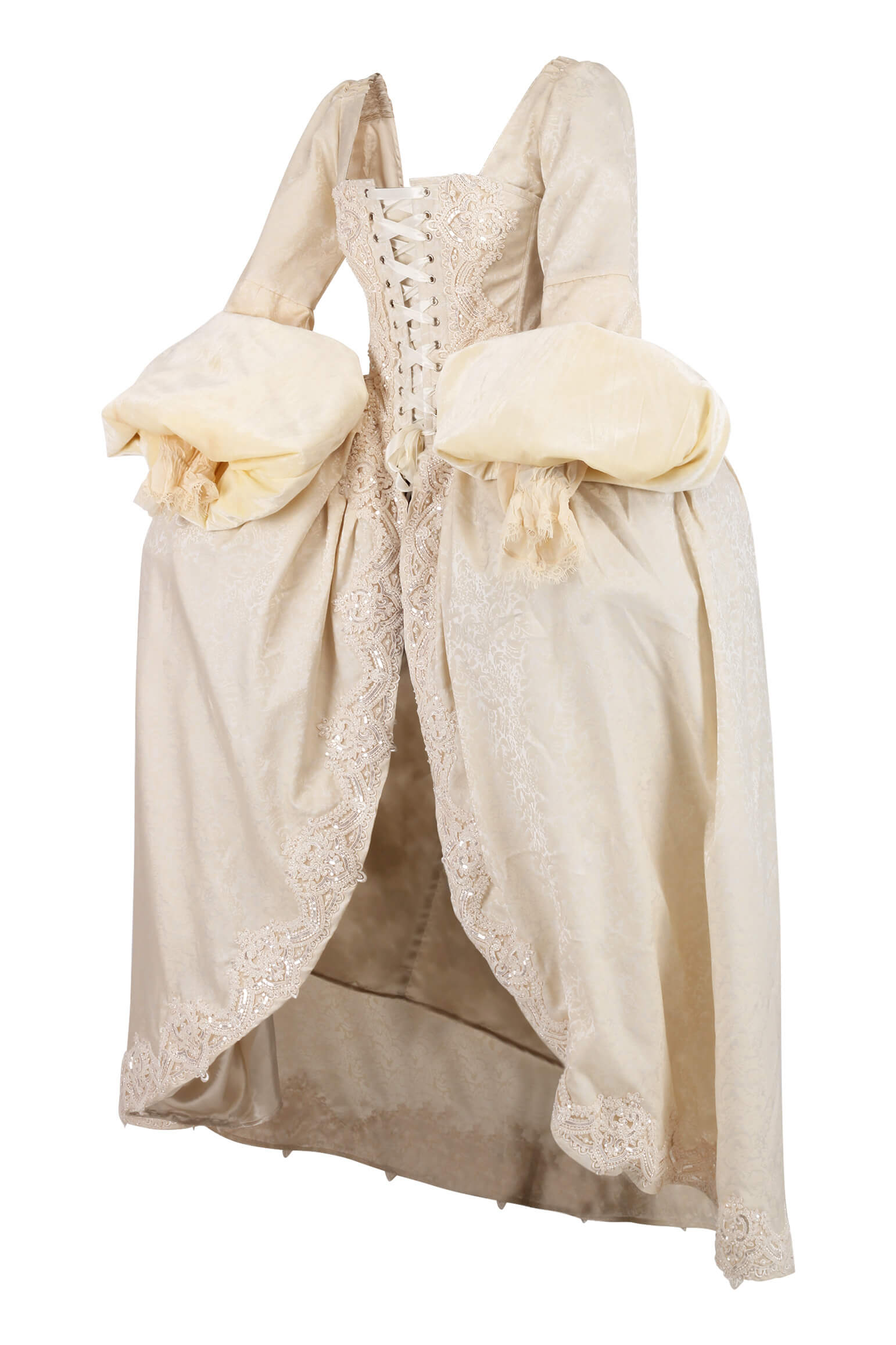 Venessa Rokoko Elfenbein Brokat Tudor Überbrustkorsettkleid