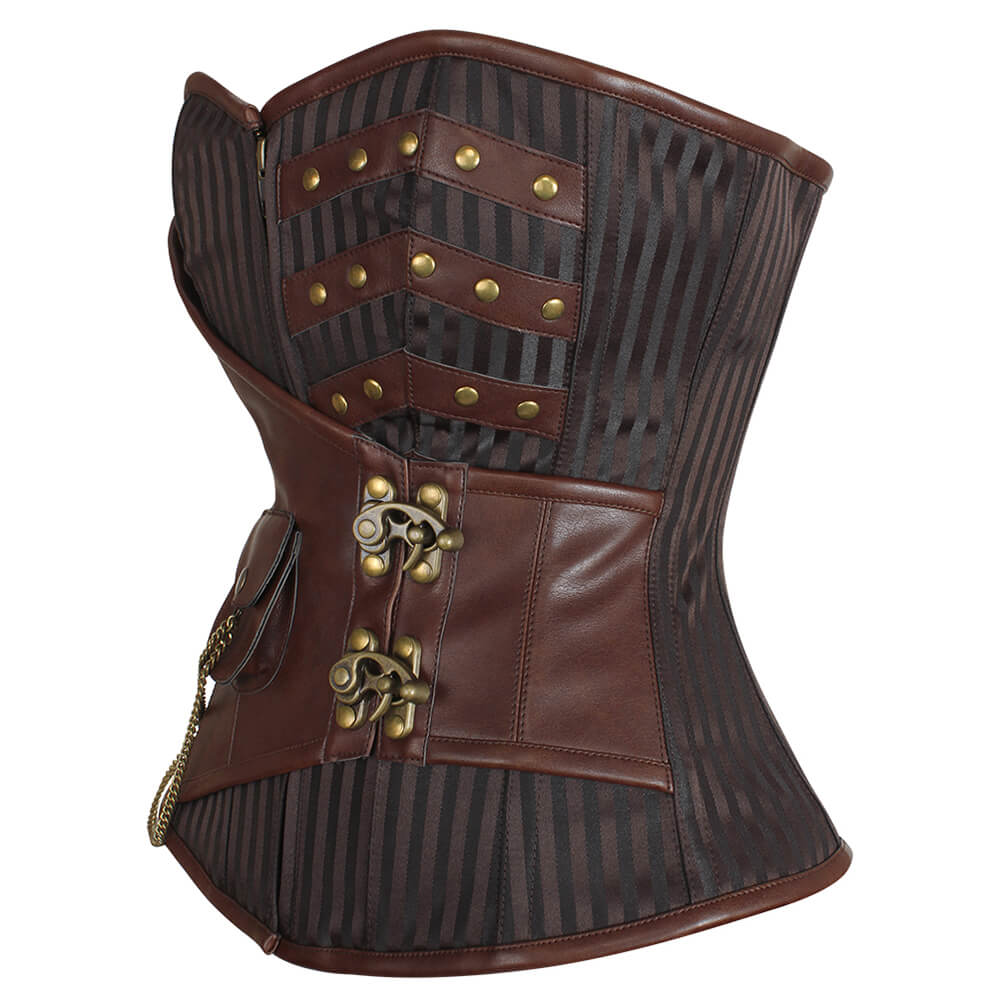 Nesha Steampunk-Overbust-Korsett mit hängender Kette