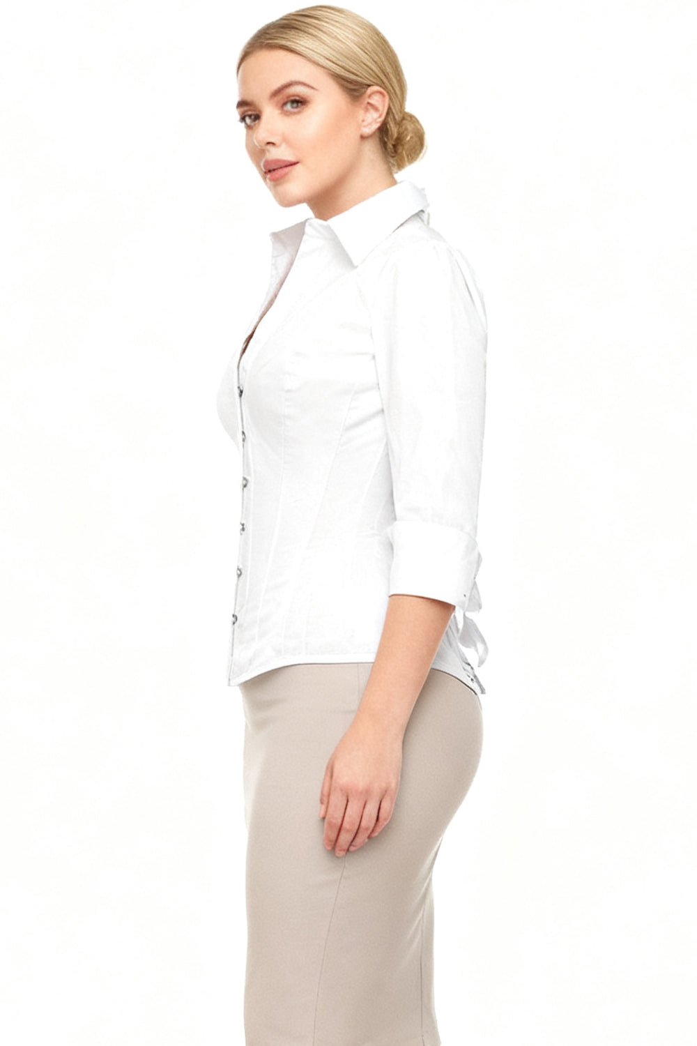 Shirlene Overbust White Cotton Corset Shirt