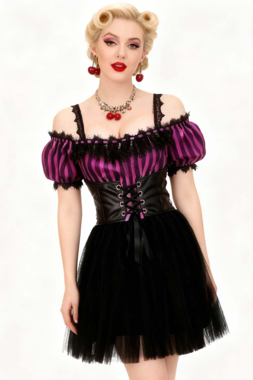 Shawnette Off-Shoulder Mini Black Skirt Dress