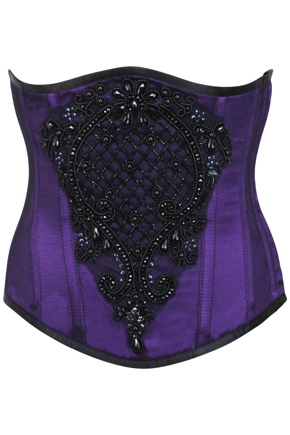 Esme Purple Satin With Lace Overlay Couture Corset
