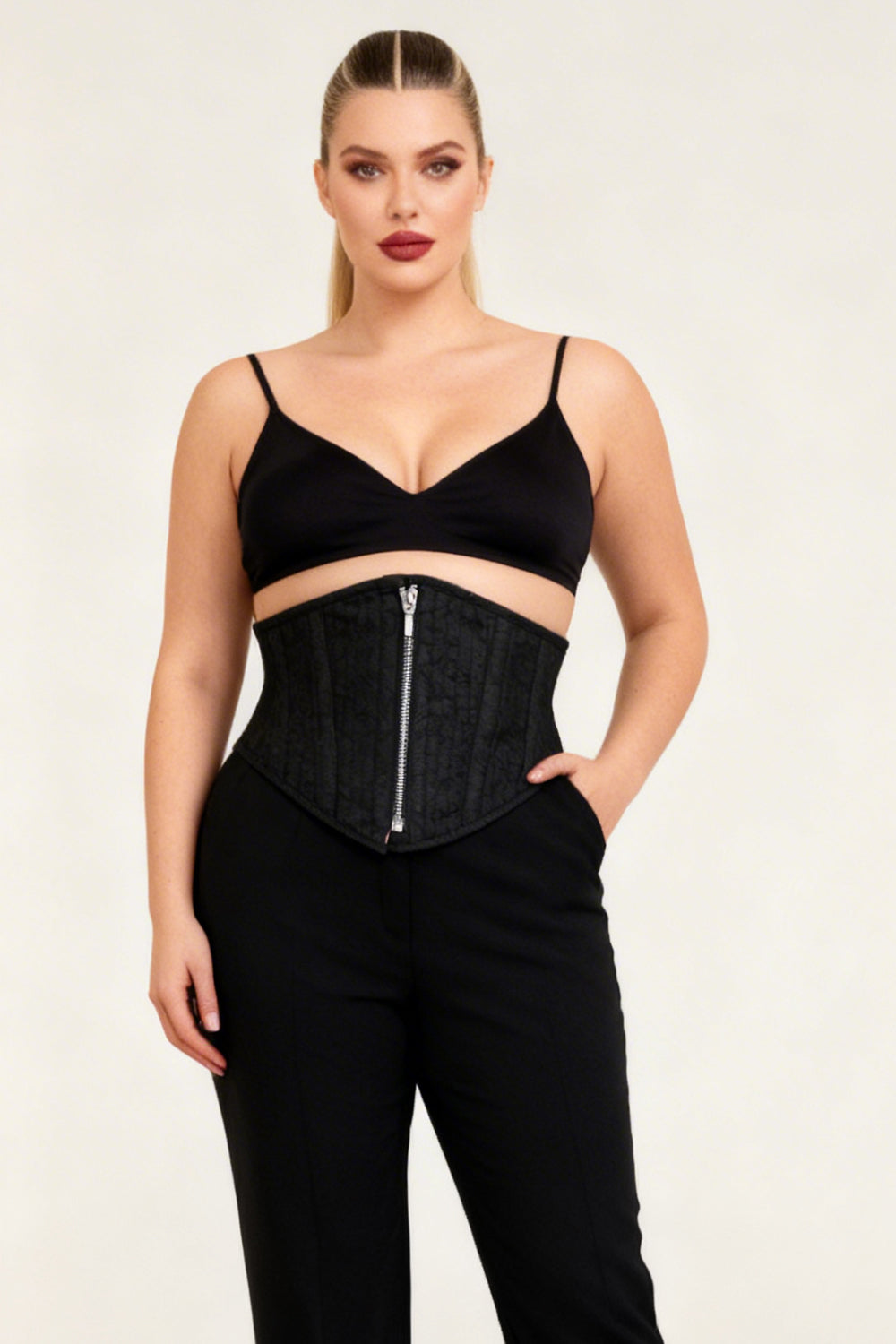 Rubia Black Brocade Underbust Corset