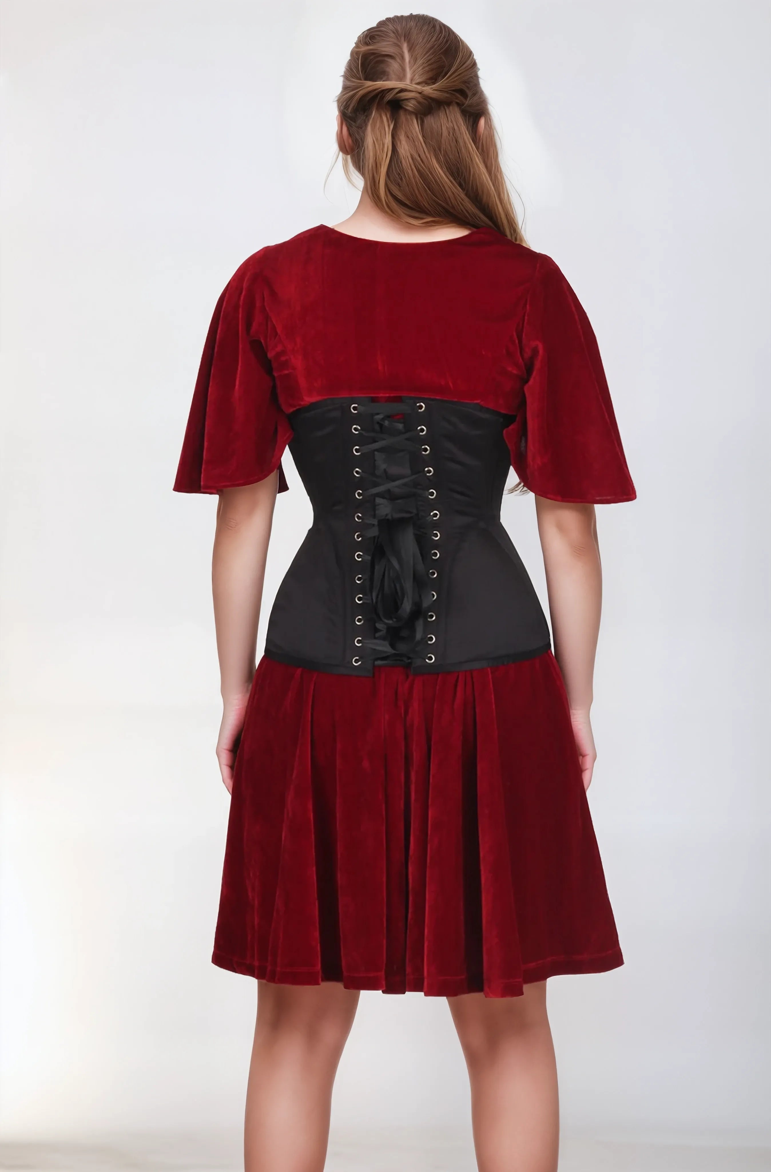 Lanelle Taillenformer-Korsett aus schwarzem Satin