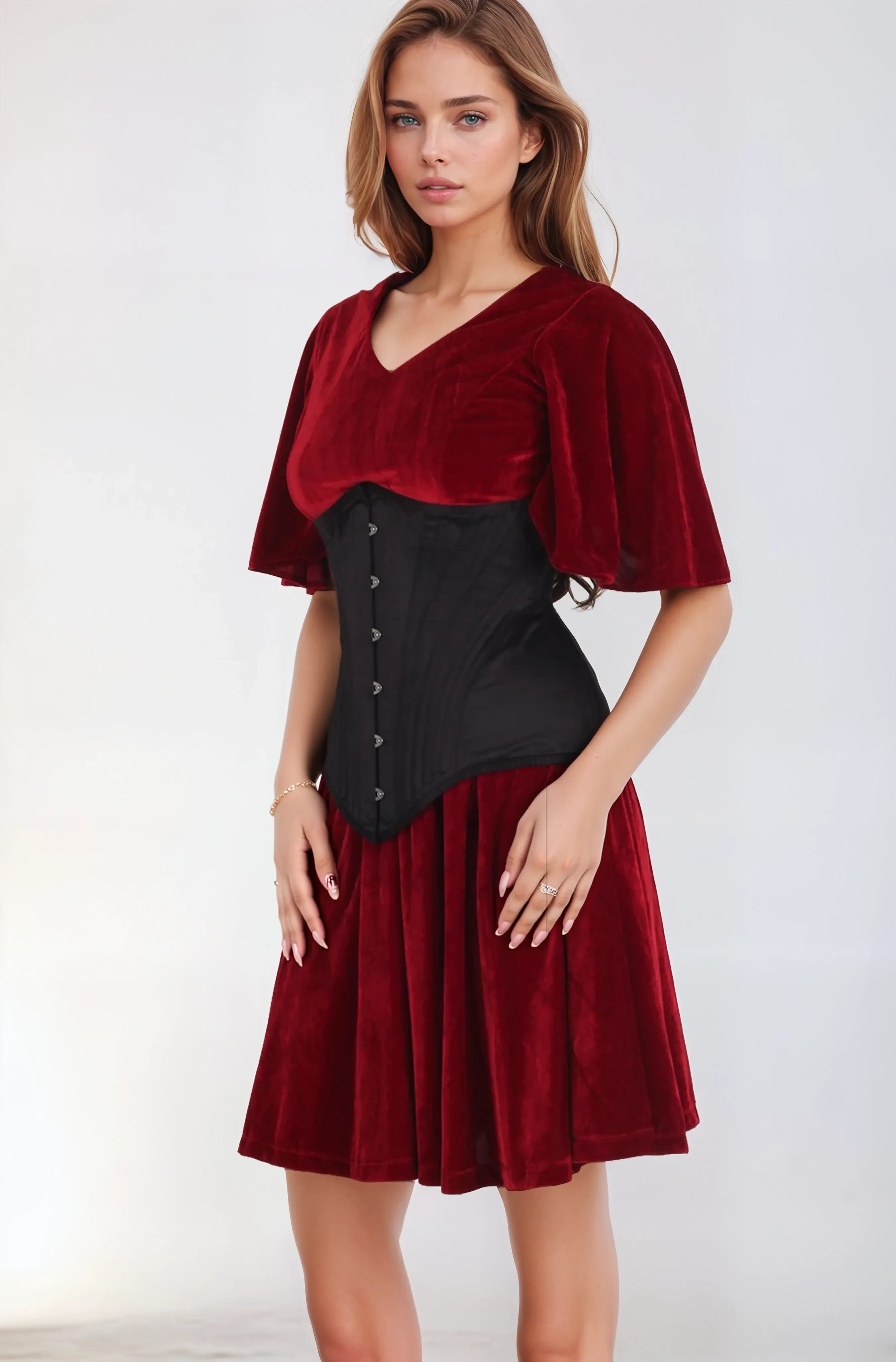 Lanelle Taillenformer-Korsett aus schwarzem Satin