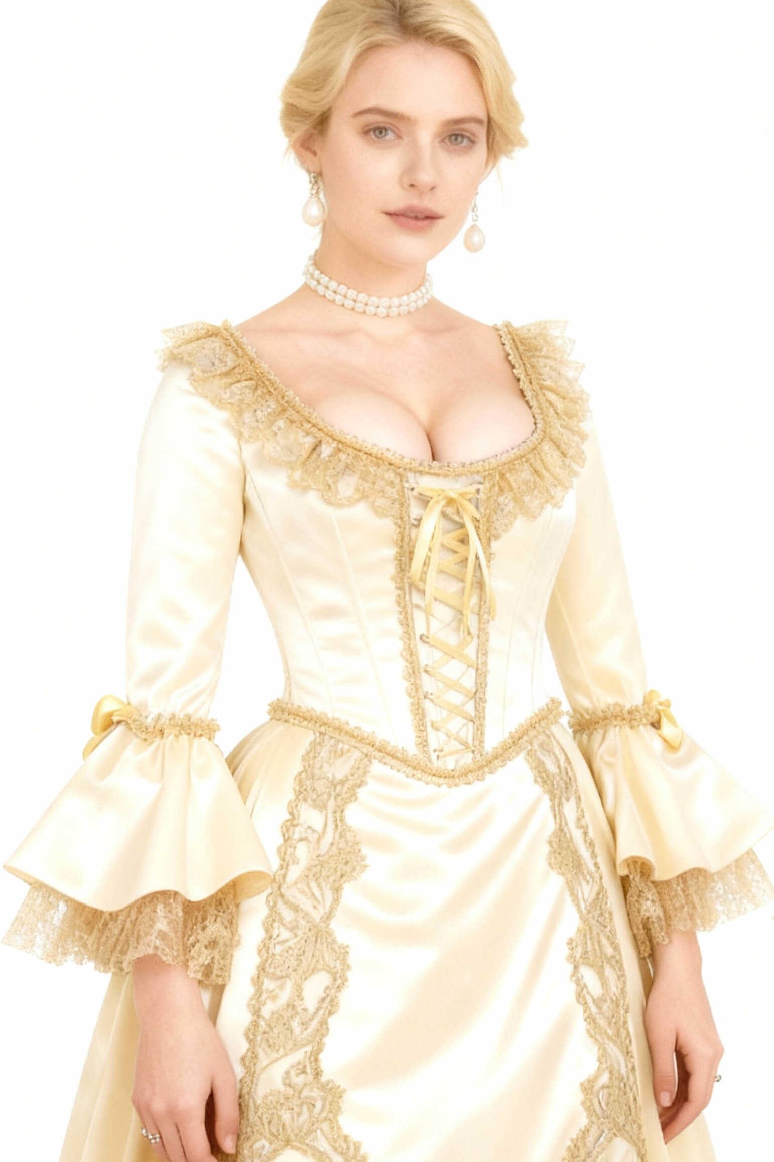 Darbey Rokoko Brokat Überbrustkorsett