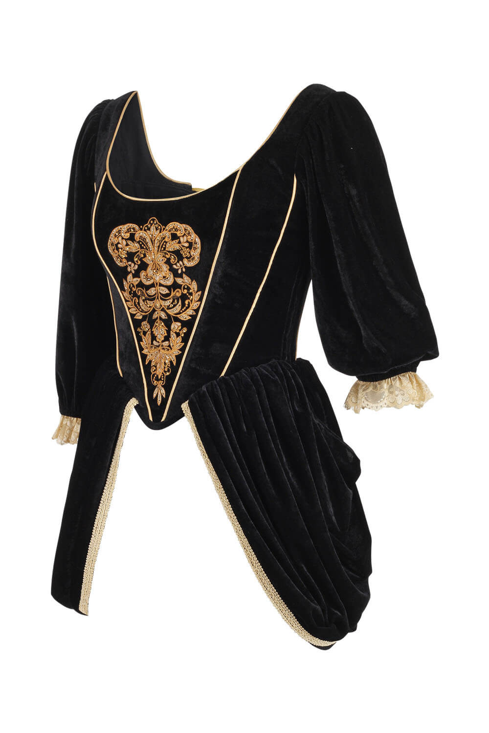 Latrisha Korsett aus schwarzem Samt mit optionalem Rock