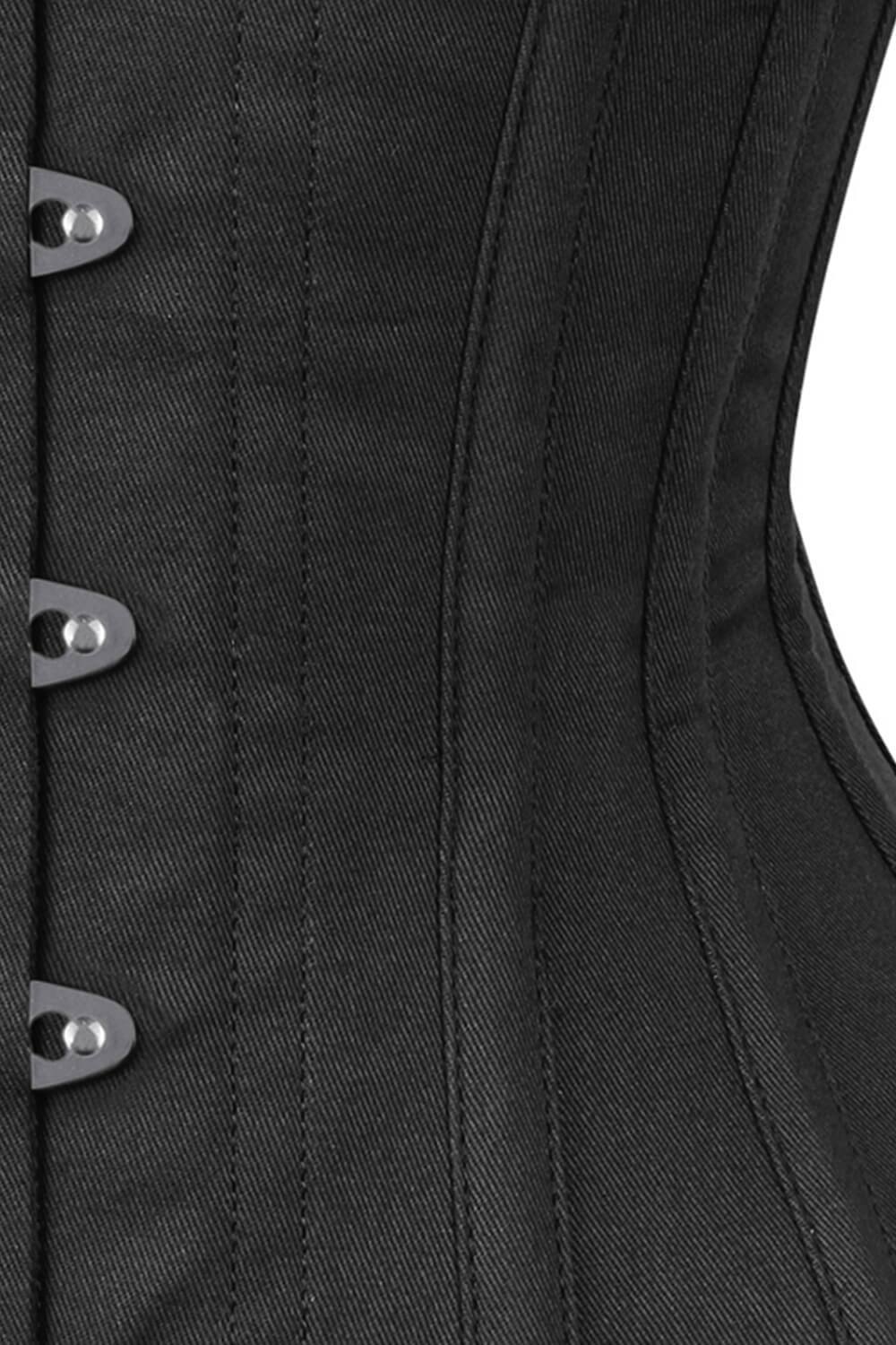 Paige Long Line Schwarzes Taillenformer-Baumwollkorsett